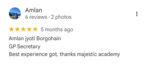 Google review highlighting the step-by-step coaching format covering the latest Assam state syllabus blueprints.